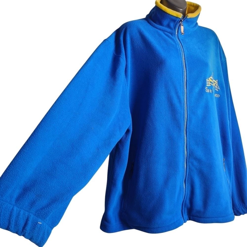 Vintage San Francisco Blue Fleece Size XL Full Zip Jacket Sweatshirt - Picture 3 of 6